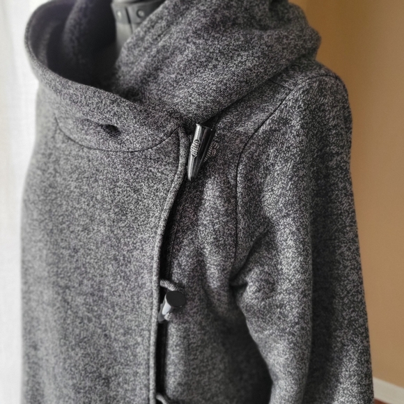 Glow and Grow Sherpa Charcoal Women's Cowl Neck Jacket with Toggles Size Small - Picture 4 of 12